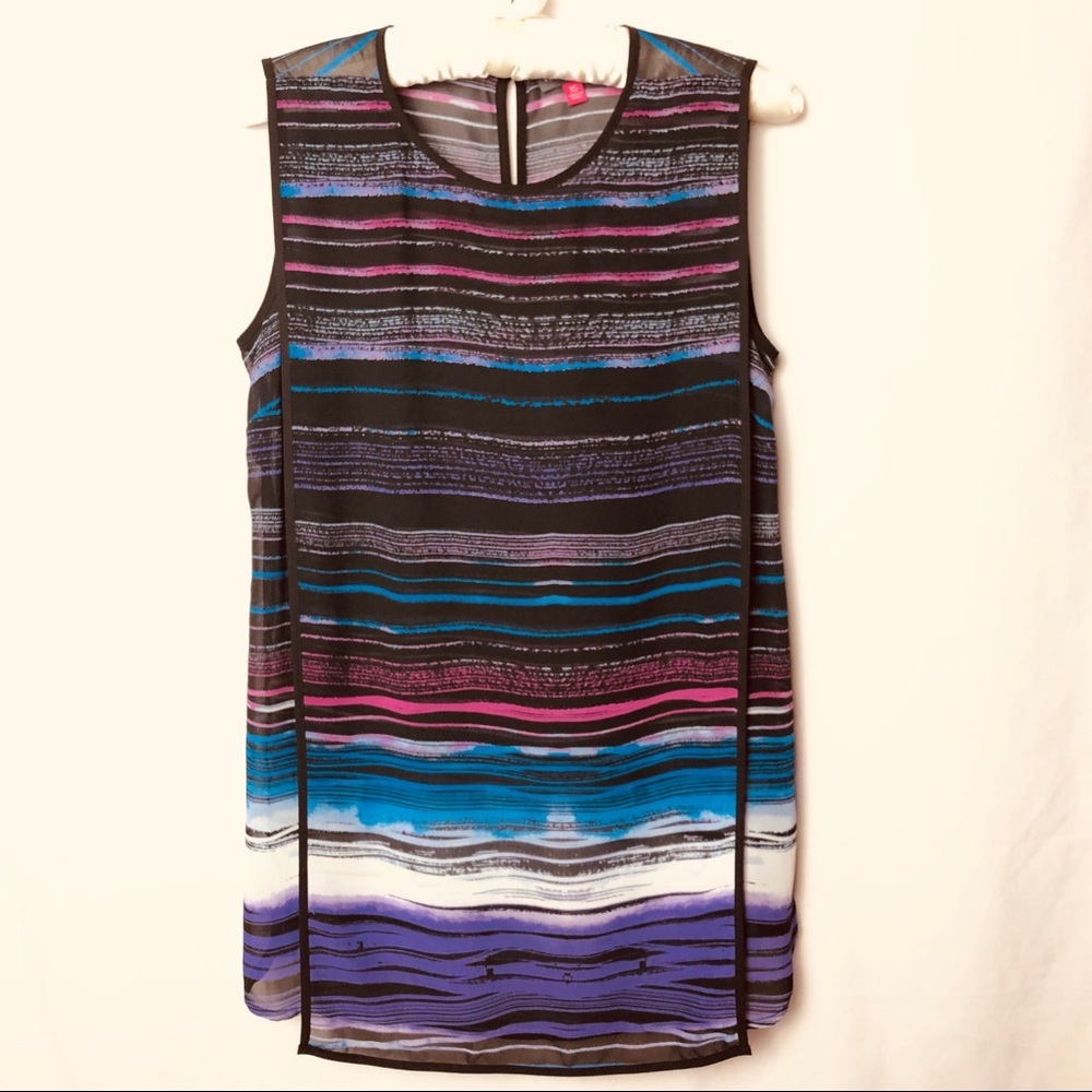 Vince Camuto Flowing Striped Sleeveless Blouse XS